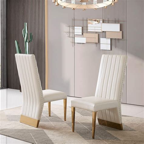 Wholesale White leather Dining Chair with Nailhead Trim | AUZ furniture
