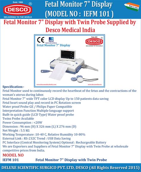 Fetal Monitor 7 Display Manufacturer Supplier in India | Desco