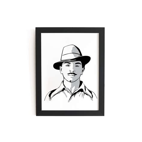 TheKarkhana- Bhagat Singh frame Bhagat Singh Black and White Sketch for ...
