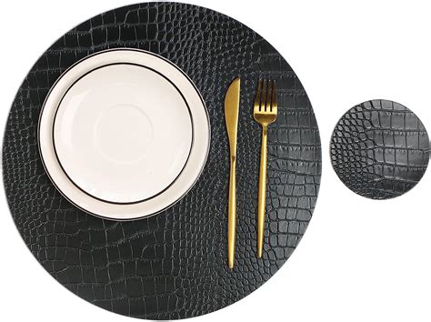 Black Round Placemats Leather at Phillip Dorsey blog