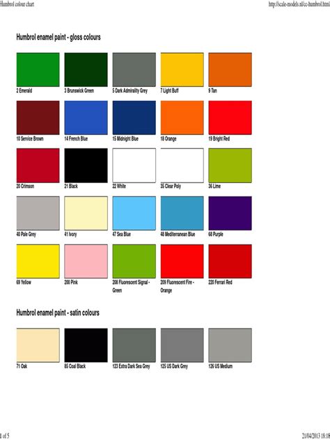 Humbrol Model Paint Color Chart 的图像结果