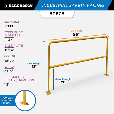 OSHA Industrial Safety Railing (96" L x 42" H) - Yellow Guardrail