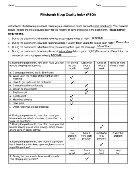 Pittsburgh Sleep Quality Index - Your answers should indicate the most ...