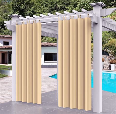 Deekrain Indoor/Outdoor Patio Curtains Waterproof Detachable Top, 52 x ...