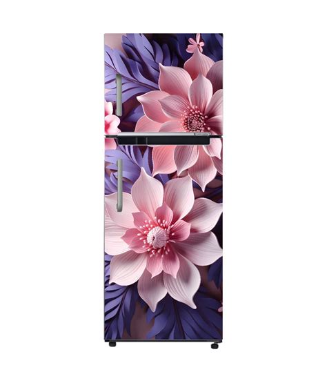 DesignDecor Pink Flower Fridge Wallpaper Double Door I Refrigerator ...