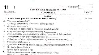 11th Commerce First Revision Test Question Paper English Medium 2026 ...