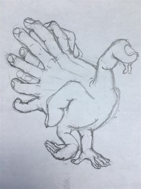 Hand Turkey Drawing at PaintingValley.com | Explore collection of Hand ...
