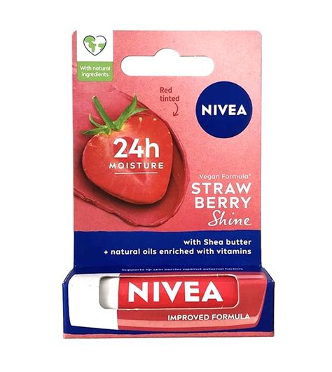 NIVEA Strawberry Shine Lip Balm 4.8gm | With Vit C, E & Shea Butter ...