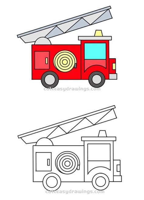 25 Easy Fire Truck Drawing Ideas - How to Draw
