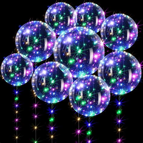 Buy 45 Pack Led Bobo Balloons 20 Inches Light up Balloons Clear Helium ...