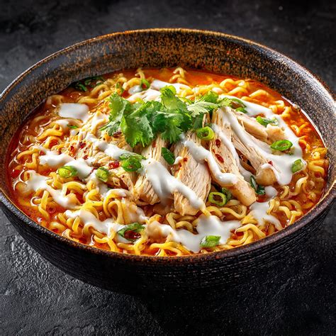 Delicious Spicy Chicken Ramen with Creamy Garlic Sauce - dessertventure