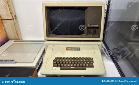 Warsaw, Poland. 10 February 2023. Inside the Apple Museum. Apple Graphic Tablet and Apple II ...