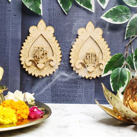 Hanging Crafts: DIY Shobhitam Shubh Labh Cutouts Diwali Decor on Cliths