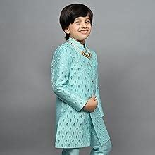 Buy AHHAAAA Kids Ethnic Silk Blend Sequin Print Indo-Western Sherwani ...