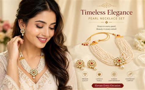 Buy Traditional Multi Layer Cream Beads Necklace Set with Floral ...