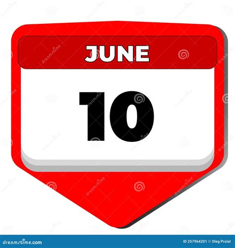 10 June Vector Icon Calendar Day. 10 Date of June. Tenth Day of June ...