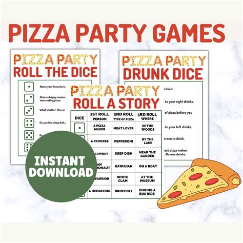 Pizza Party Game Bundle: Roll the Dice, Story, Drunk Dice (instant Download) - Etsy