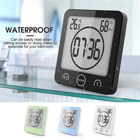 LCD Screen Waterproof Digital Bathroom Wall Clock ... - Grandado
