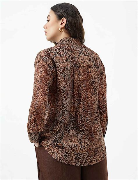 Buy Lyocell Lepard Print Spread Collar Shirt at Marks & Spencer