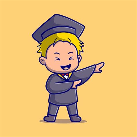 Illustration d'icône de dessin animé mignon graduation | Vecteur Premium