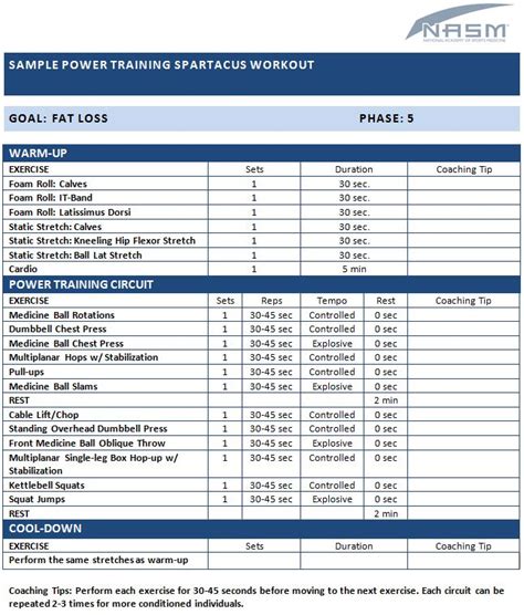 Image result for NASM Program Design Template