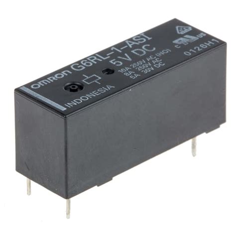 G6RL-1-ASI DC5 Omron | Omron PCB Mount Power Relay, 5V dc Coil, 10A ...