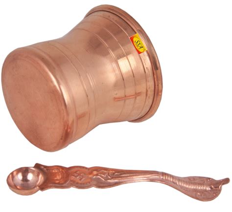 Pure Copper Puja Patra | Punch Patra | Jal Patra with Achmani Spoon Se ...