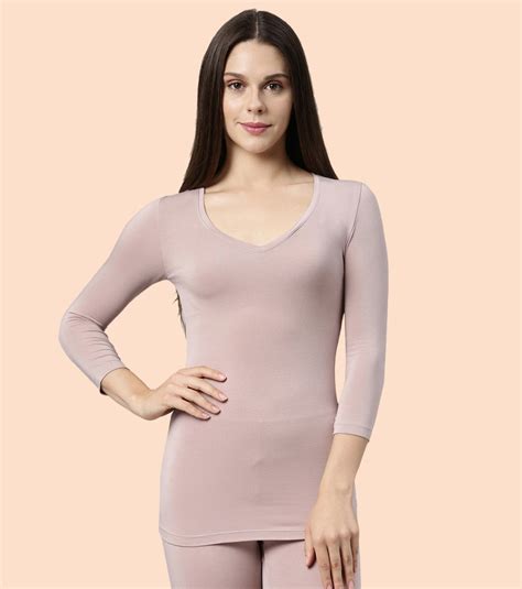 Thermals V-Neck 3/4th Sleeve Top With Sweat Wicking And Antimicrobial ...