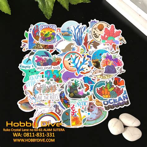 Jual Sticker Collection Ocean Animal Shark Turtle Coral HD-397 - Set 7 ...