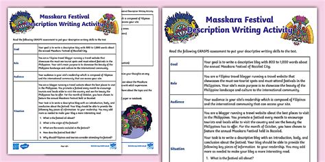 Masskara Festival Description Writing Activity | Grade 4 | Twinkl