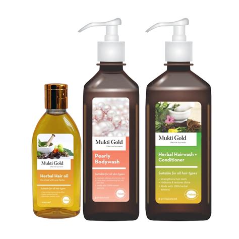 Buy Mukti Gold Combo | Pearly Bodywash 250ml + Hair Oil 100ml + al ...