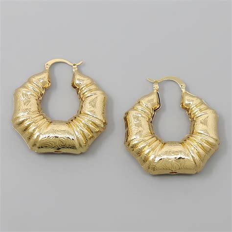 Bamboo Textured Hoop Earrings - US Jewelry House