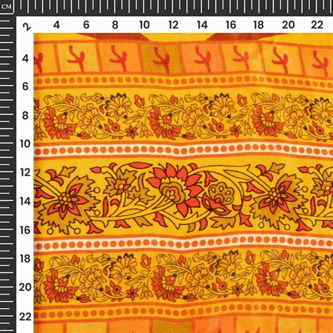 Honey Yellow And Orange Daman Digital Print Viscose Gaji Silk Fabric ...