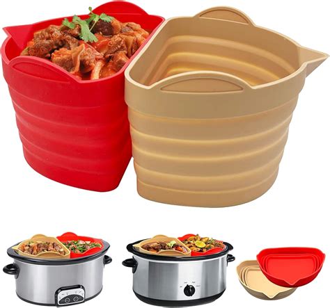 Amazon.com: Silicone Slow Cooker Divider Liners, for Most 6-7 Quart ...
