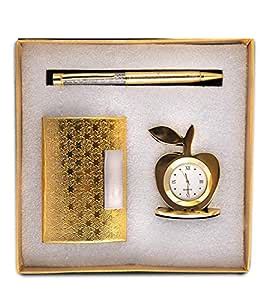 Msa Jewels 3 in 1 Gift Set with Apple Clock, Crystal Pen, Business Card ...