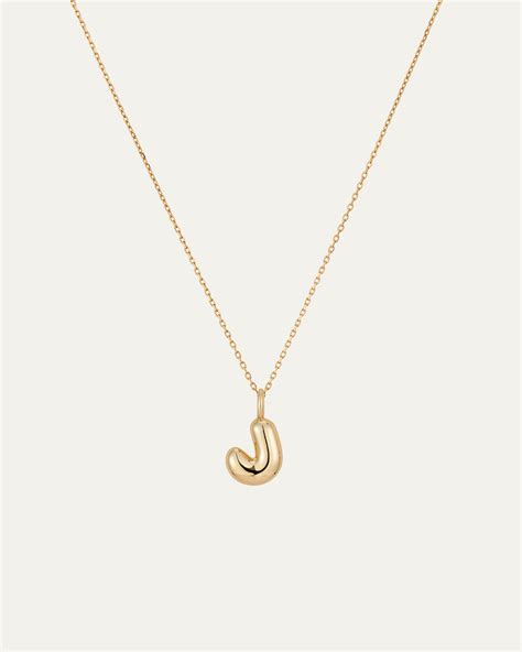 14K Gold Bubble Letter Necklace - J | JENNY BIRD