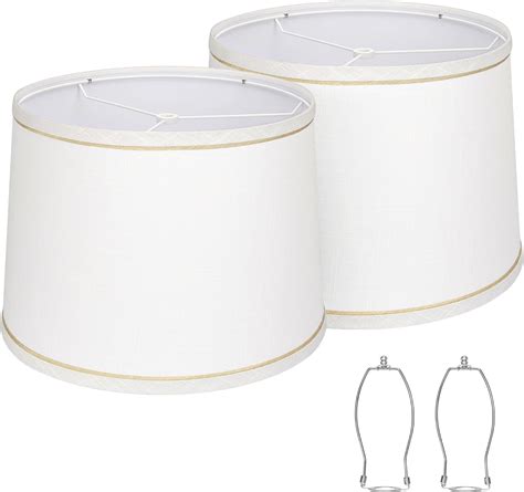 Amazon.com: GO&SO Tall Lamp Shades Set of 2 White Linen Drum Lampshades ...