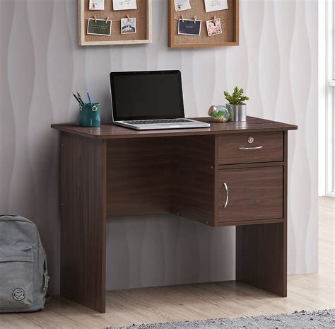 Deckup Cannes Engineered Wood Study Table And Office Desk Walnut ...