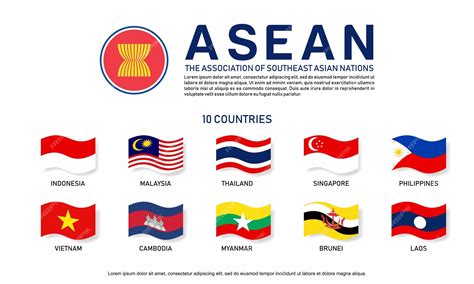 10 asean countries flag vector for digital content and other graphics | Premium Vector