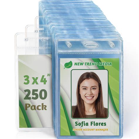 Buy EcoEarth Vertical Name Badge Holders (Large 3x4, 250 Pack) Clear ...