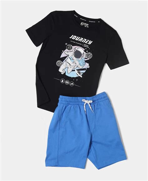 Buy Boy's Super Combed Cotton Printed Fabric T-Shirt & Shorts Set for ...