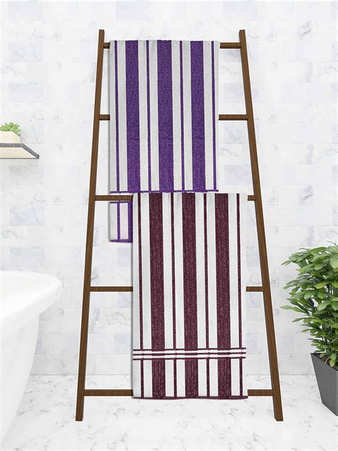 Athom Trendz Ecosaviour Striped Cotton Bath Towel 70x140 cm Multicolour ...