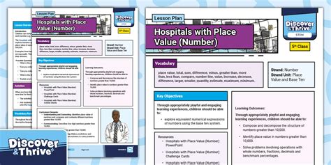 Hospital with Place Value Lesson Plan (teacher made)
