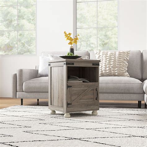 HomCom Small Side Table with Storage Farmhouse End Table with Open ...