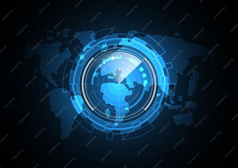 Technology abstract future world map radar security circle background ...
