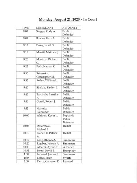 Jefferson County Court Calendar Aug. 21, 2023 | PDF
