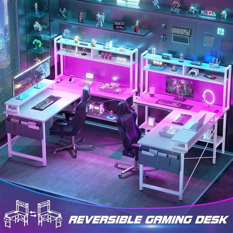 Aheaplus L Shaped Gaming Desk with Power Outlets & India | Ubuy