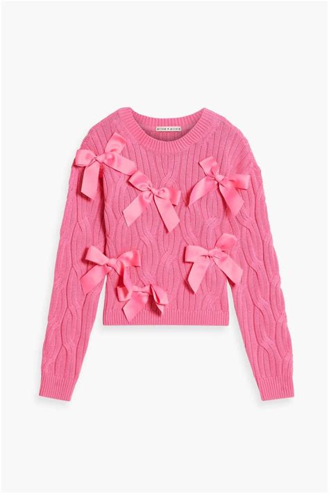 ALICE + OLIVIA Beau bow-embellished cable-knit sweater | Fashion ...