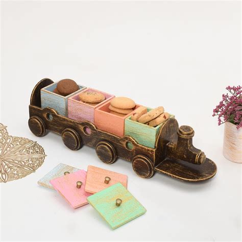 CRAFT MITRA Dry Fruit Train 4 Container Set with Lid | Serving Boxes ...