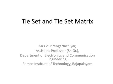 Image result for Tie Set Matrix Example Rhombus